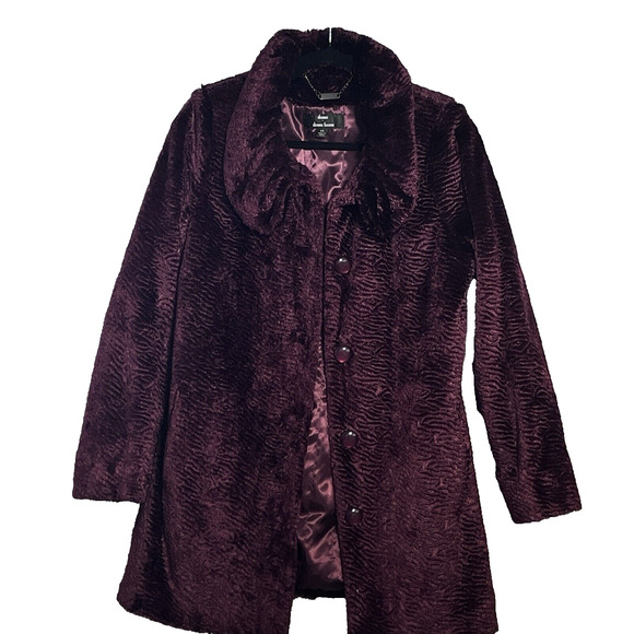 Dennis Basso Womens Coat XS Fax Fur Purple Indie Funky Wild Hippie Y2K Boho Punk - Picture 1 of 11